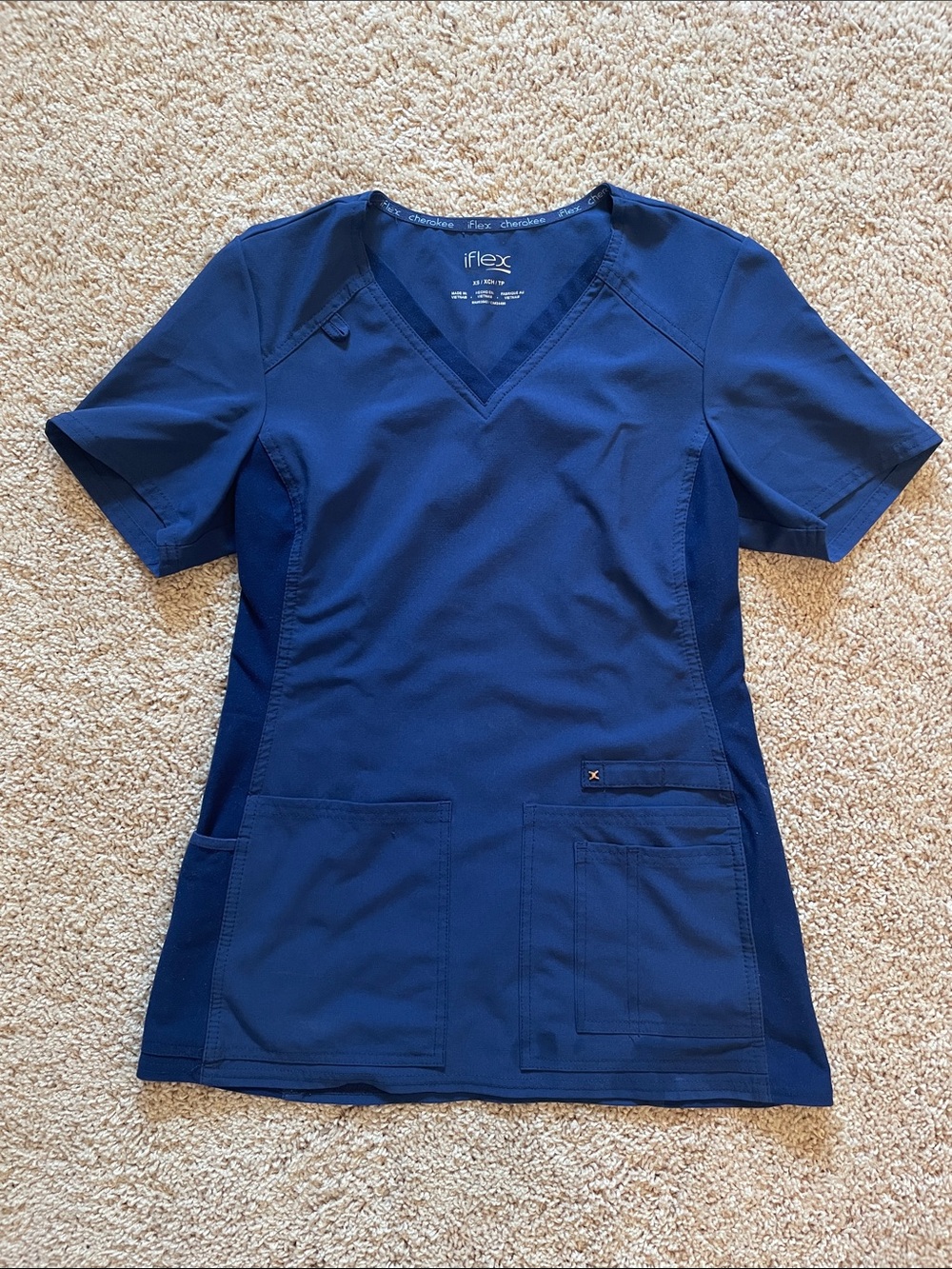 Women's Cherokee Iflex Navy V-Neck Scrub Top - XS